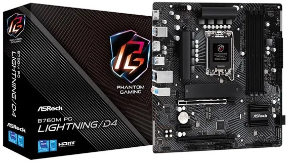 ASRock B760M PG LIGHTNING/D4 Placa base - Intel B760 - Intel LGA1700 socket - DDR4 RAM - Micro-ATX