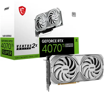 MSI GeForce RTX 4070 Ti SUPER VENTUS 2X OC WHITE - 16GB GDDR6X RAM - Tarjeta gráfica