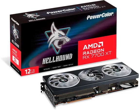 PowerColor Radeon RX 7700 XT Hellhound OC - 12GB GDDR6 VRAM - Tarjeta gráfica