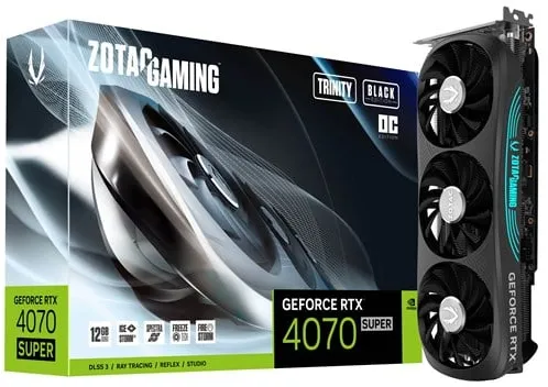 ZOTAC GeForce RTX 4070 SUPER Trinity OC Black - 12GB GDDR6X RAM - Tarjeta gráfica
