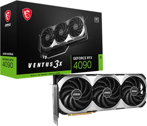 MSI GeForce RTX 4090 VENTUS 3X E OC - 24GB GDDR6X RAM - Tarjeta gráfica