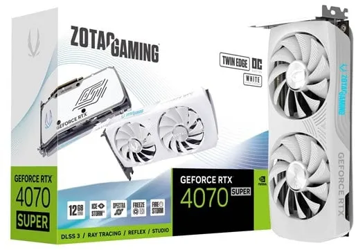 ZOTAC GeForce RTX 4070 SUPER Twin Edge OC White - 12GB GDDR6X RAM - Tarjeta gráfica