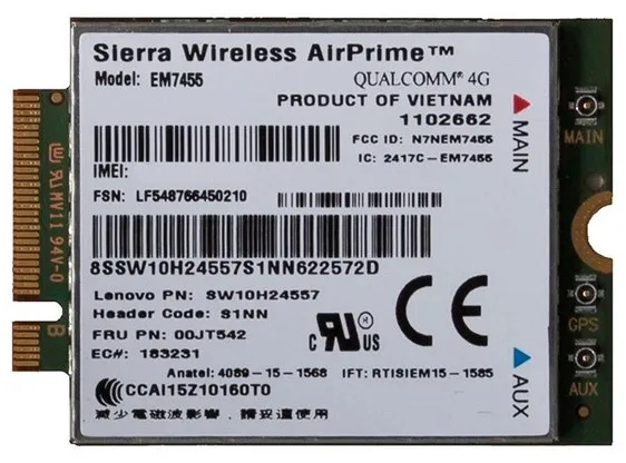 Lenovo LTE Sierra EM7455 Módulo/Módem